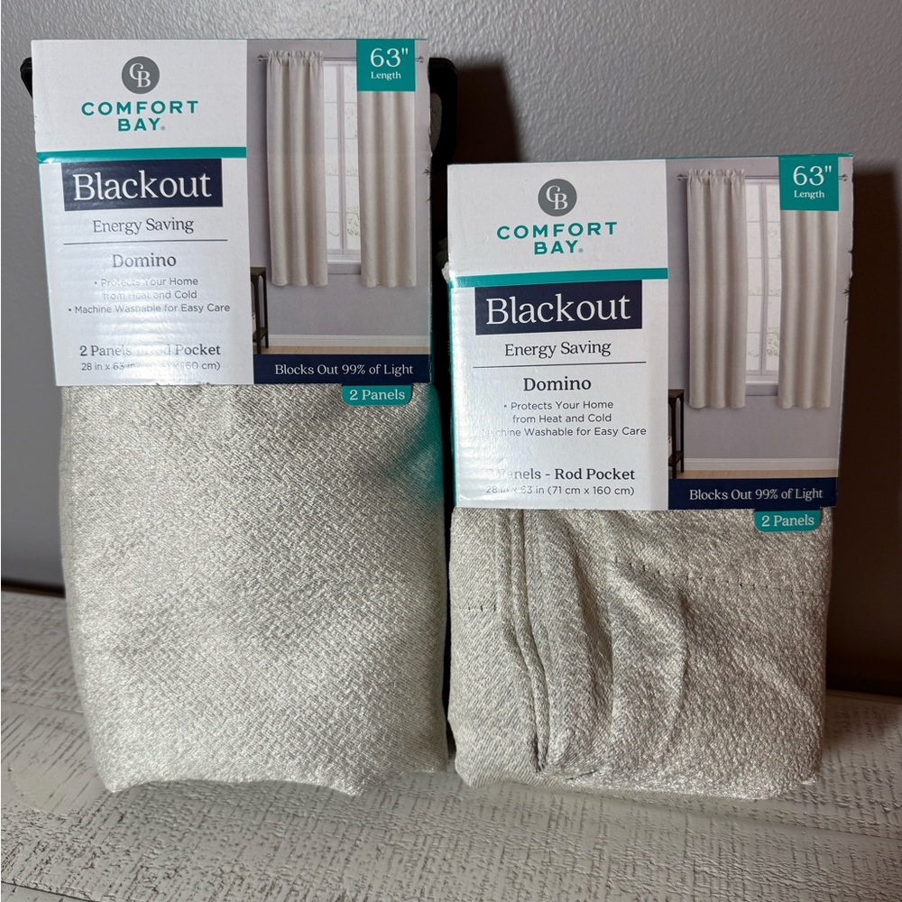 Comfort Bay Domino Blackout Curtains in Cream 63” Length